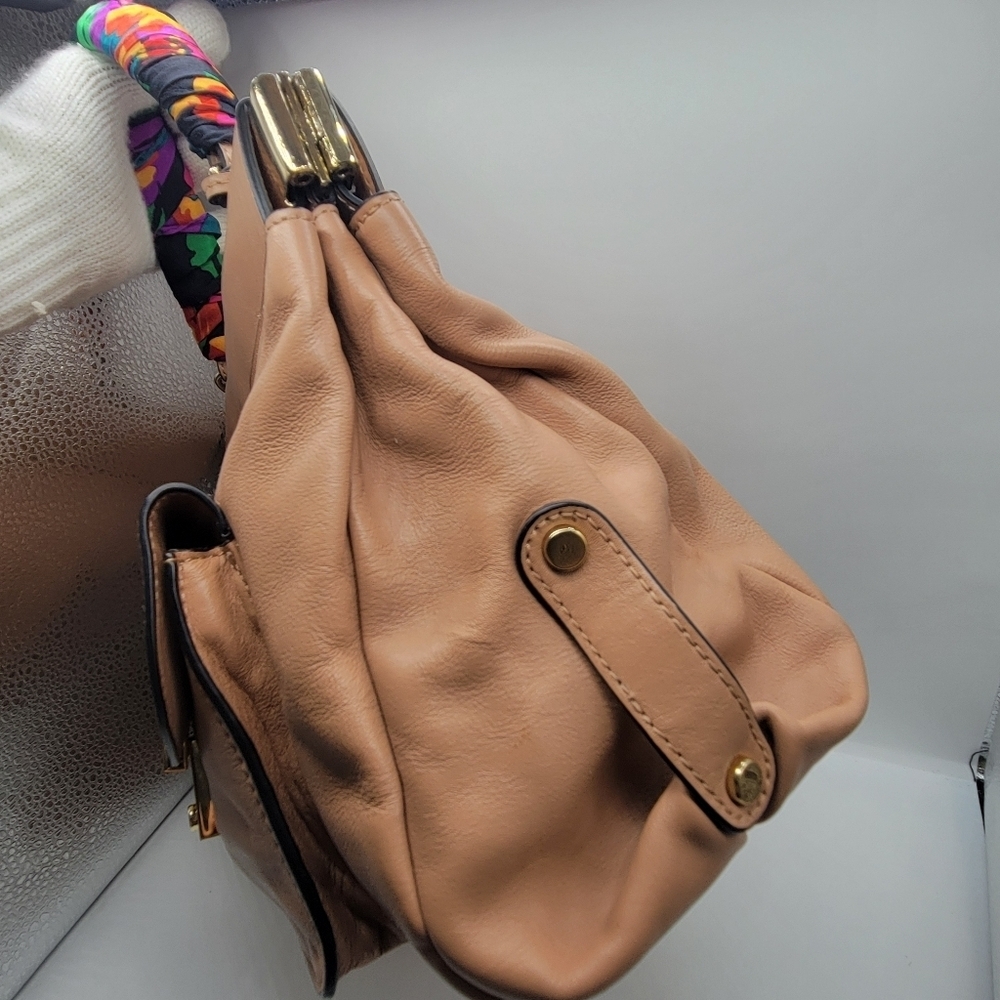 Designer Tory Burch Priscilla Small Frame Satchel Shoulder Strap Push Lock Clasp - Picture 5 of 16